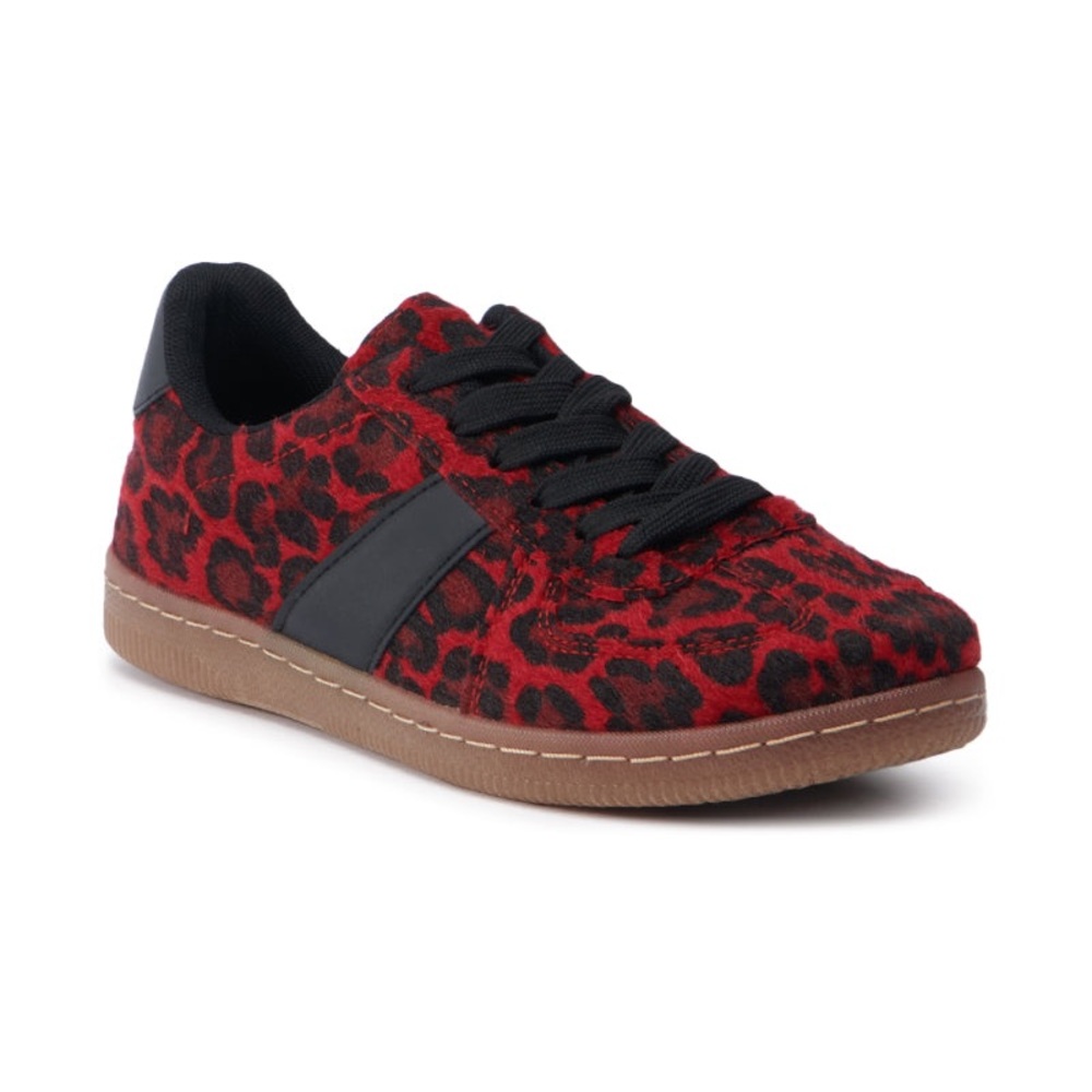 NWOT Azalea Wang AVENGER Red & Black Leopard Print Sneakers - Size 6